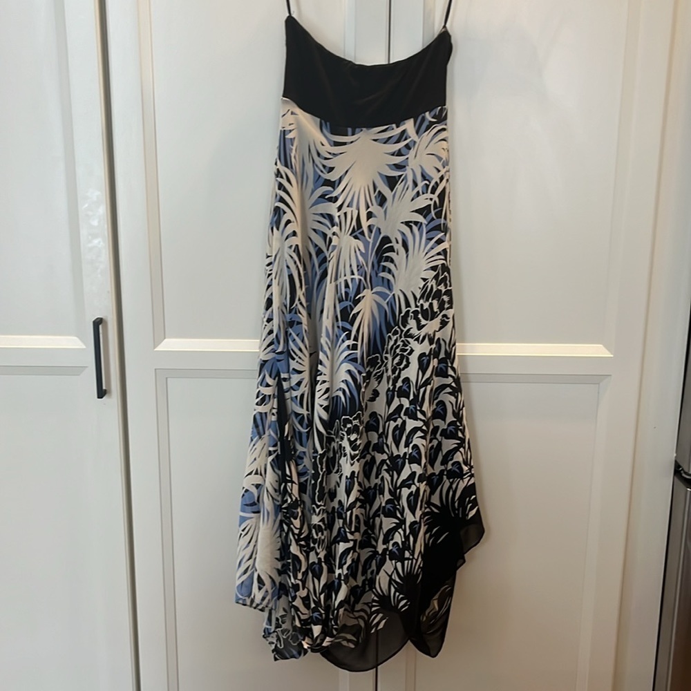 NICOLE MILLER | vintage 100% silk Y2K flowy strapless midi dress, size small - Picture 5 of 5
